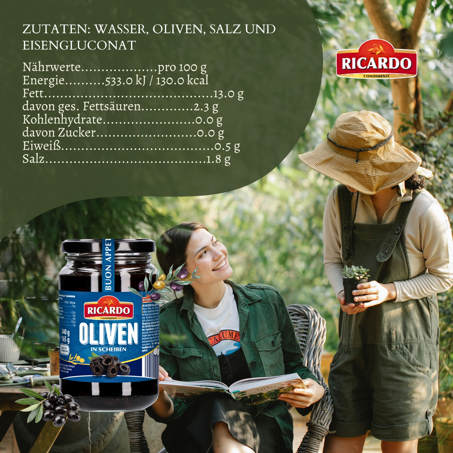 RICARDO Oliven schwarz in Scheiben 12 x 340g