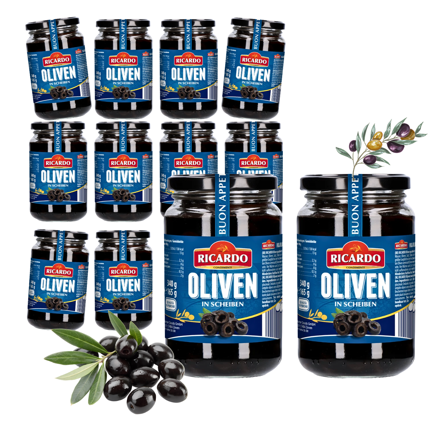 RICARDO Oliven schwarz in Scheiben 12 x 340g