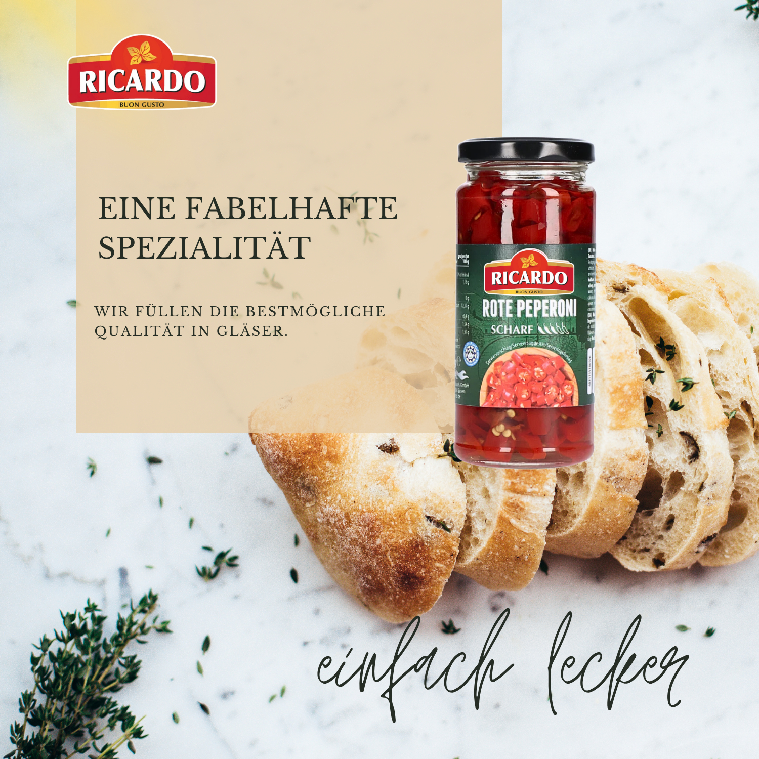 RICARDO Rote Peperoni Chili geschnitten 12 x 250g