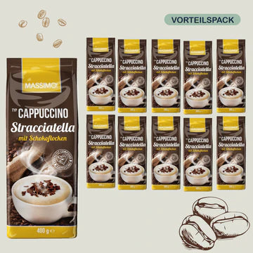 MASSIMO Alle Sorte - Vorteilspack MASSIMO Cappuccino Stracciatella mit Schokoflocken 10 x 400g