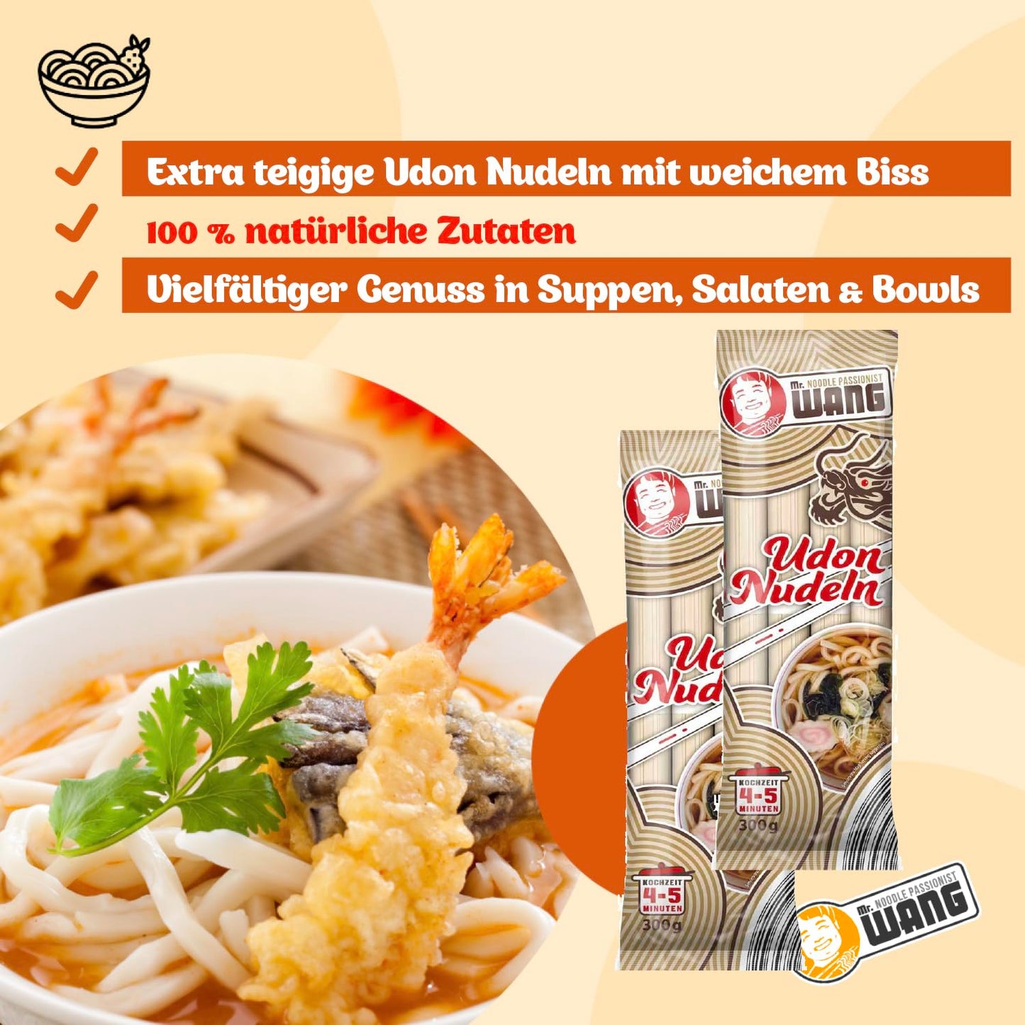 MR WANG Udon Nudeln 300g BT - 10er VPE