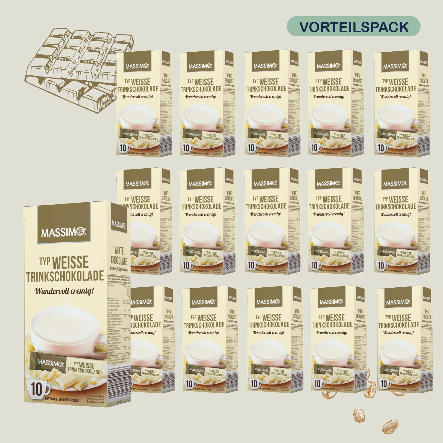 MASSIMO Alle Sorte - Vorteilspack MASSIMO Weiße Trinkschokolade 18 x 250g